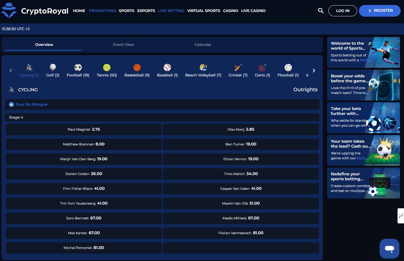 Crypto Royal Live Betting PL