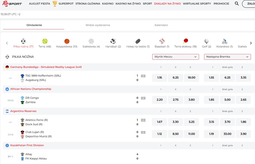 RealSpin Live Betting PL