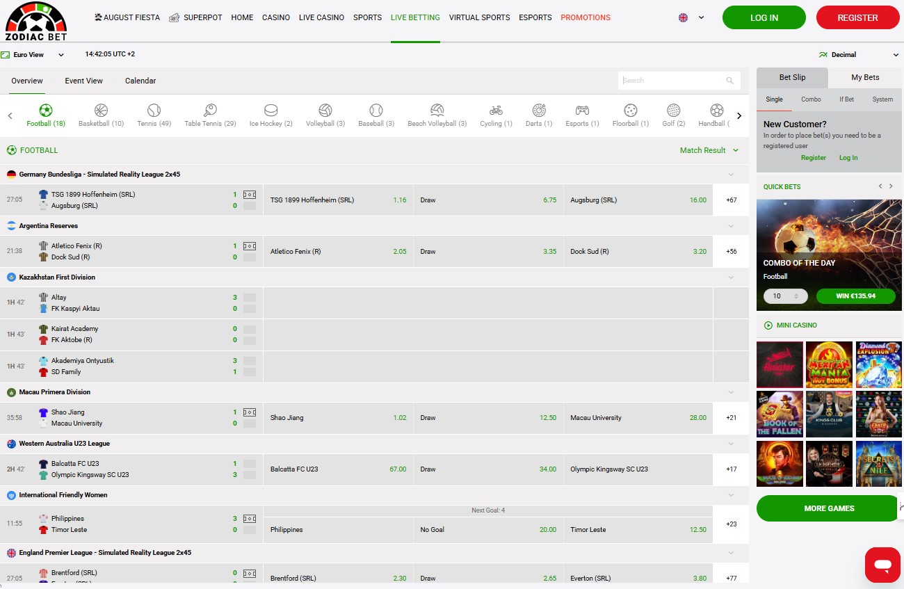 Zodiacbet Live Betting PL