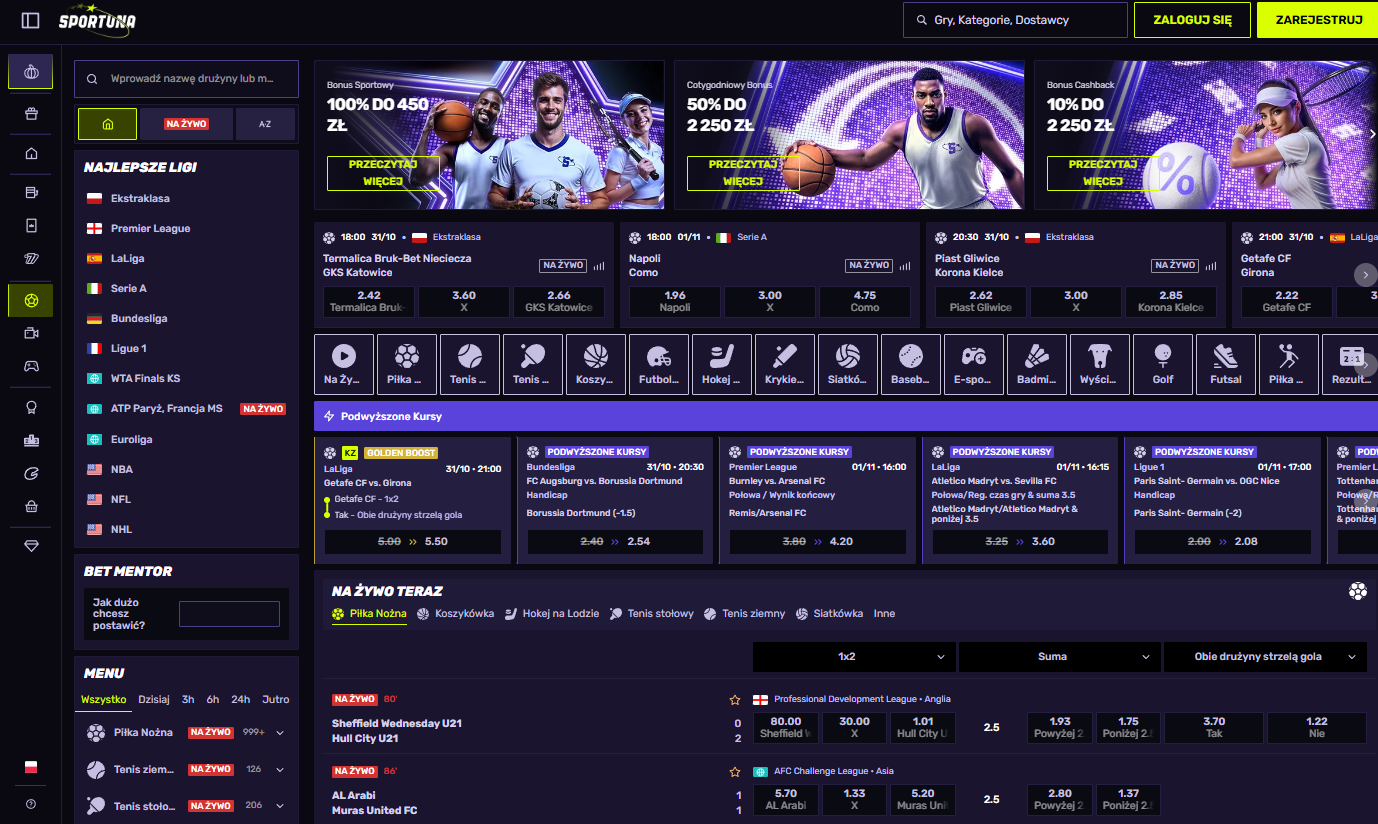 Które dyscypliny sportowe oferuje Sportuna