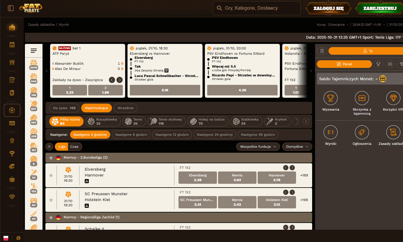 Oferta zakładów sportowych w Fatpirate