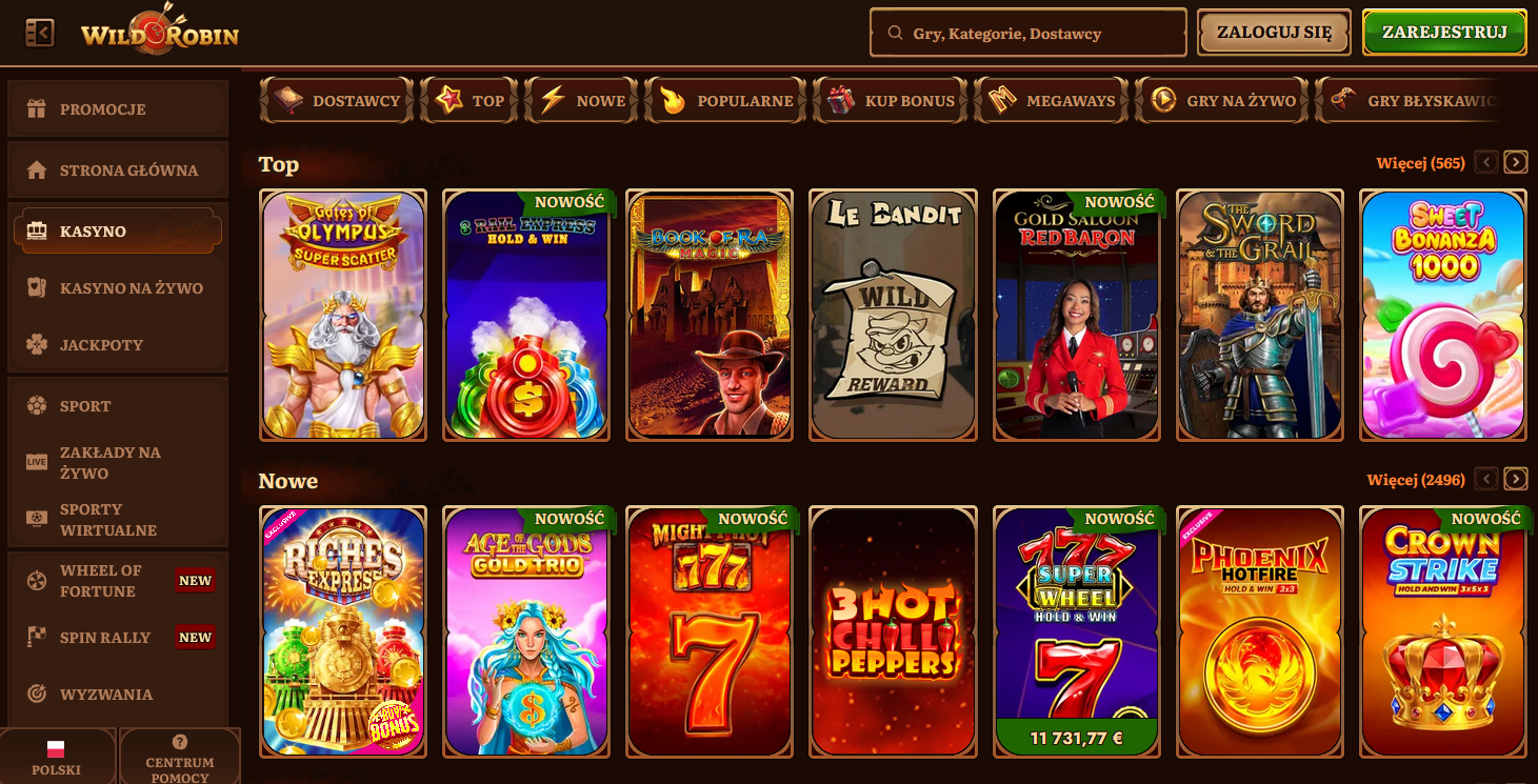 Wildrobin Dodatkowe usługi Casino